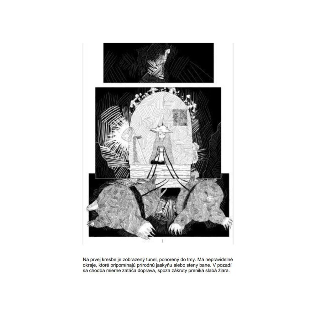 Fragment komiksu Ukorzenianie. Pełna audiodeskrypcja w samym komiksie.